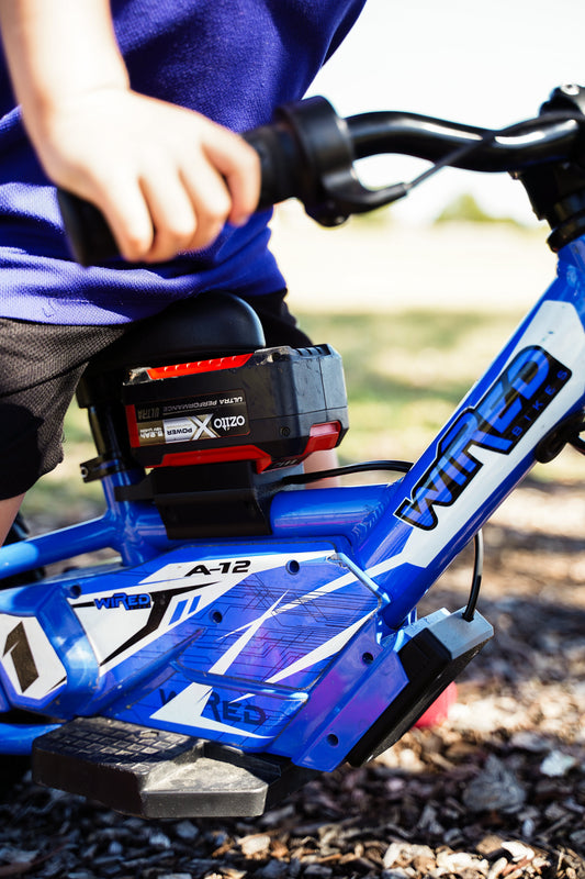 Ozito 18v Wired Bike battery adaptor to suit 12" Models